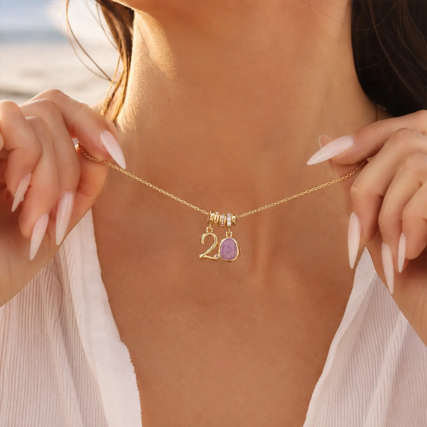 Personalized Birthstone Necklace Dainty Necklace with Multi-Element Birthstone Gold Layered Necklace Crystal Pendant Necklace for Women Mothers Day Birthday Gift Jewelry