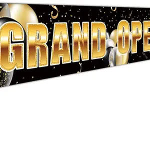 Large Grand Opening Sign Banner - 9.8x1.6ft Waterproof Polyester Fabric Decoration, Hanging Advertising Backdrop for Retail Shops, Festive & Party Supply