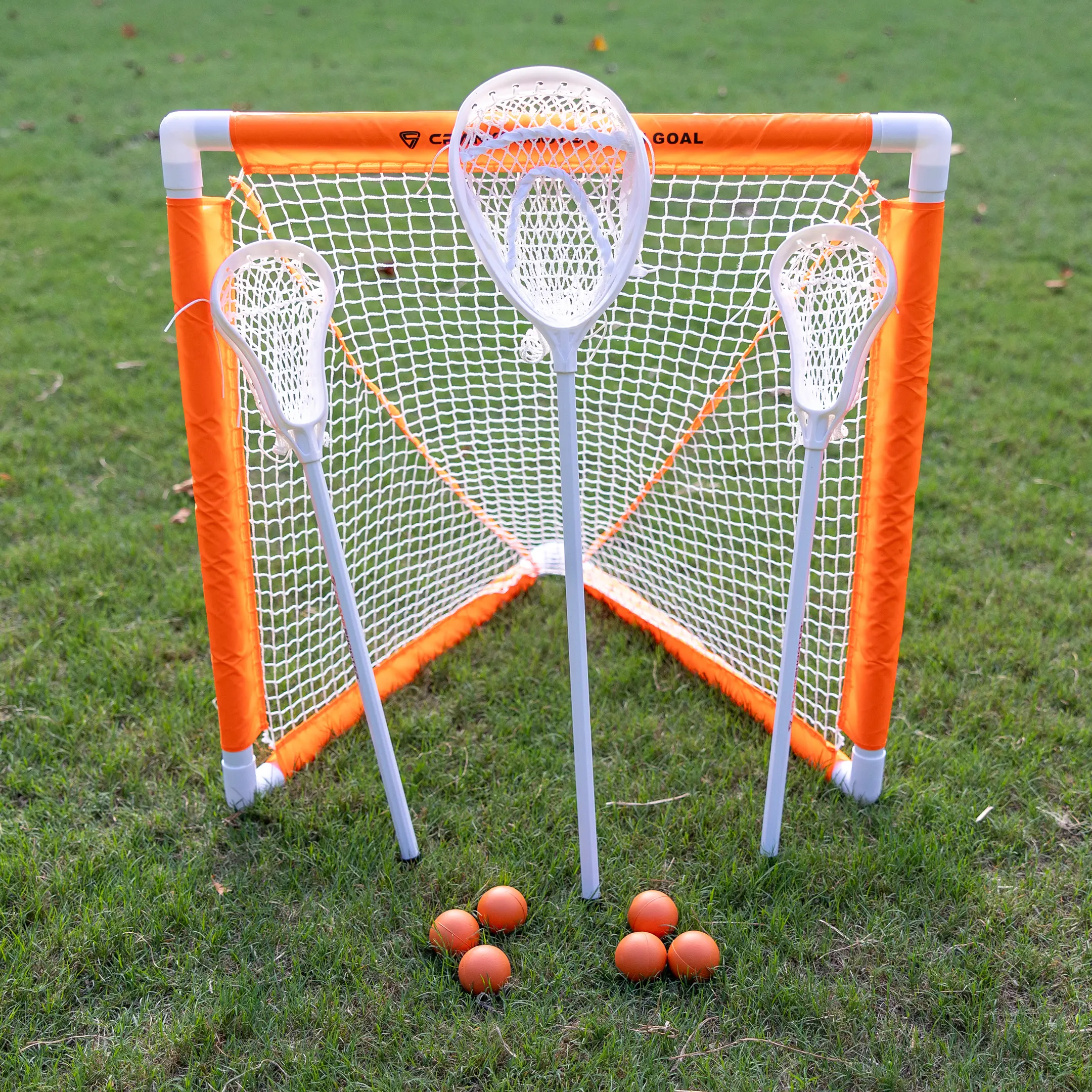 Crankshooter® Mini Lacrosse Goal Set, Includes 2 Goals, 3 Sticks & Soft Ball