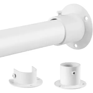 Heavy Duty Adjustable Closet Rods 1.3 Inch Diameter 17-39 Inch Matte White Clothes Hanging Bar for Closet Wardrobes Bathroom Windows Can be Used as Shower Curtain Rod