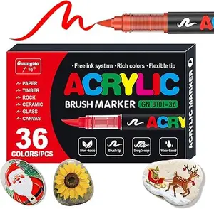 Acrylic Paint Markers Set - 36 Vivid Colors, Direct Liquid Type, Odorless Soft Tip, Stackable & Blendable, Ideal for School, Tooli Art, Fabric, Canvas & Creative Crafts