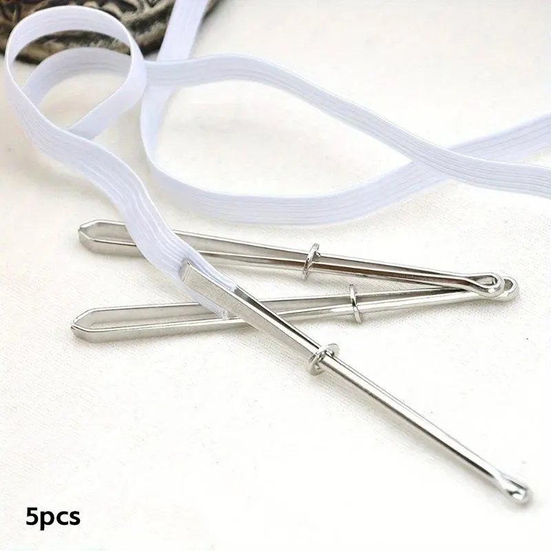 Elastic Waistband Threading Tool, 5 Counts Sewing DIY Accessories, Sewing Tools, Metal Waist Band Clip Belting Threader Guide Pins, for Household Sewing Machines, Sewing Supplies Crafts, Sewing Products