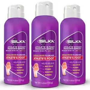 SILKA Athlete's Foot Spray 4.6 Oz 3 Pack Miconazole Nitrate 2% Antifungal Relief for Itching Burning Sweating Odor Touch Free Fast-Drying