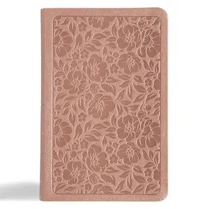 KJV Personal Size Bible, Rose Gold LeatherTouch, KJV Holy Bible, Compact and Portable, Red Letter Edition, Thumb Index, Ribbon Marker, King James Version, Floral Cover Design, Easy-to-Read Font
