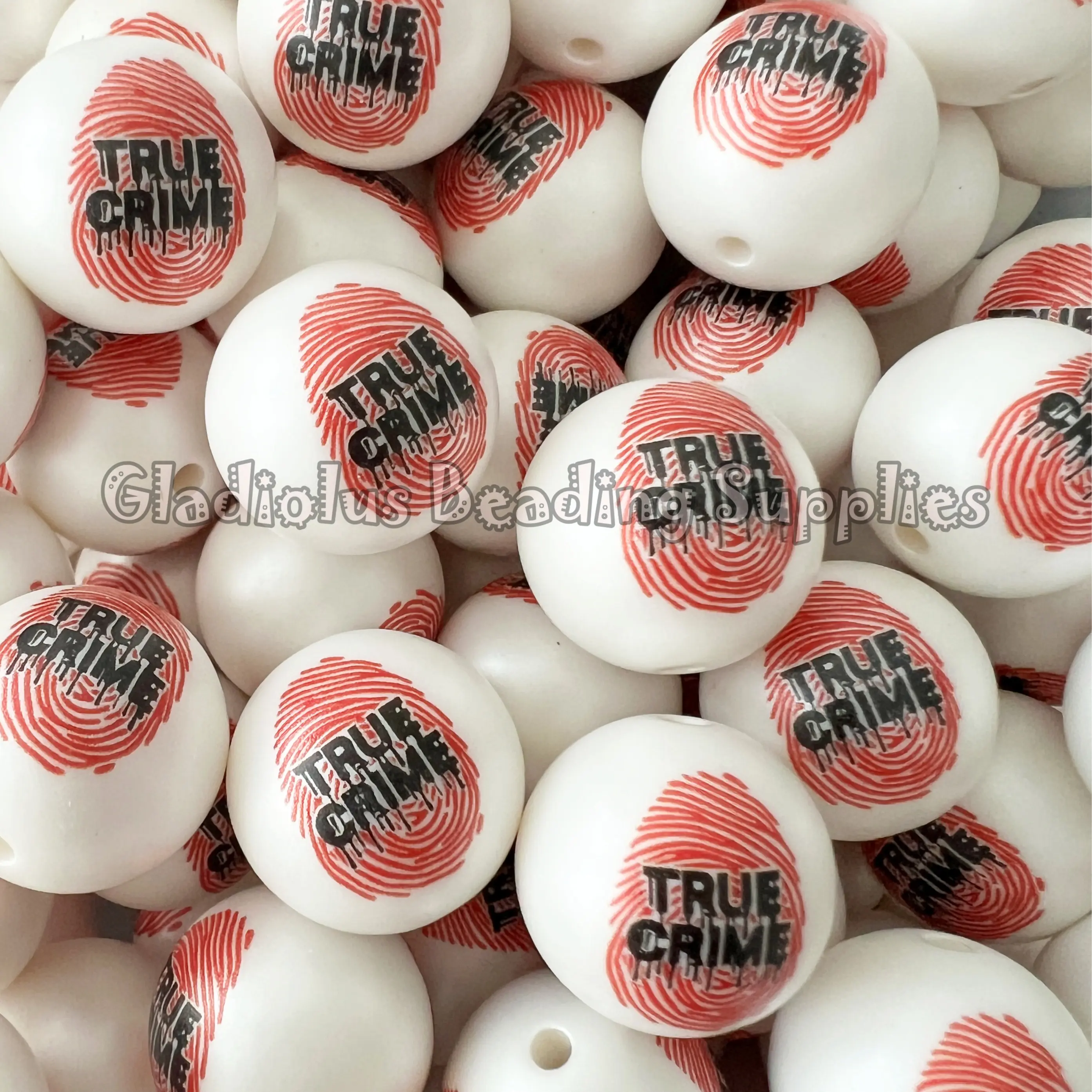 20mm True Crime Acrylic Bead, Halloween Beads, Bubblegum Bead, Chunky Bead Round beads, Gumball Beads, Beading Supplies