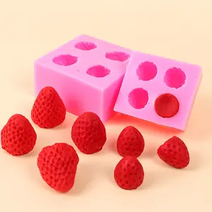 1pc 3D Strawberry Silicone Candle Mold, 3D Silicone Resin Mold, Simulated Fruit Mold, Candle Soap Mold Clay Mold For DIY