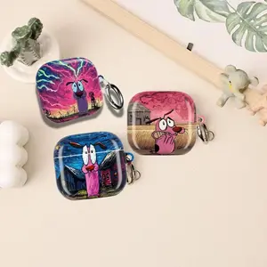 Courage the Cowardly Dog Neon Storm Psycho Art Earbuds Case Cover for Apple AirPods Pro 1, 2, 3, AirPods 1,2,3,4