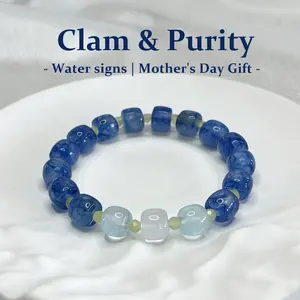 Natural Aquamarine  Stress-Relief Bracelet, Unisex, Soothes Mood & Calms Thoughts, Healing Energy Bracelet, Cool-Tone Versatile Accessory Bracelet, March Birthstone, Friend Gift, An Ideal Gift for Mother'sDay / Teacher's Day / Nurses' Day