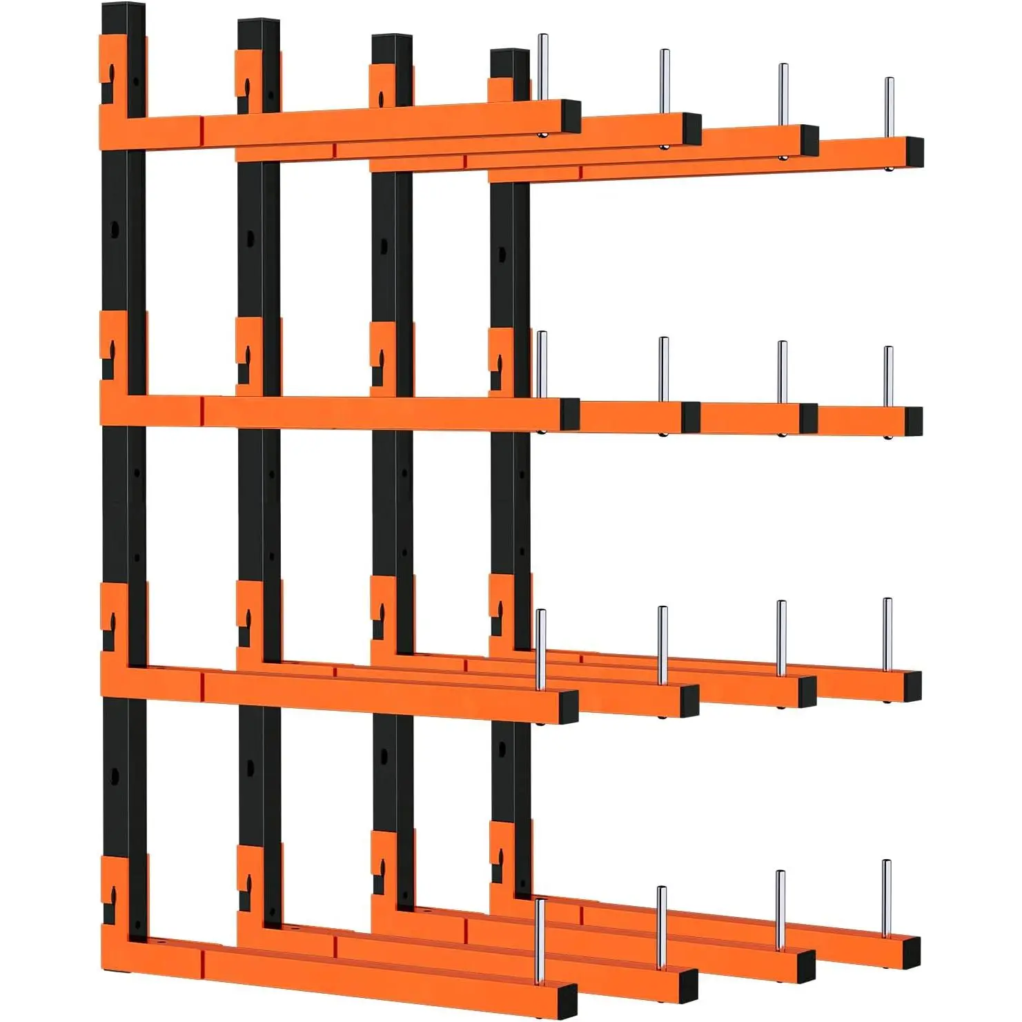 4 Pack Lumber Storage Rack, Wall Mount Removable & Adjustable Lumber Rack with 8-Level Holds Up 1040 Lbs, Heavy Duty Metal Garage  Rack for Workshop, Basement, Indoor and Outdoor