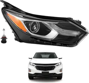 HECASA Right Headlight Compatible with 2018 2019 2020 Chevy Chevrolet Equinox LED Tube DRL Projector Headlamp Replacement for GM2503469 84194562 84258448 Passenger Side Clear Lens+Black Housing