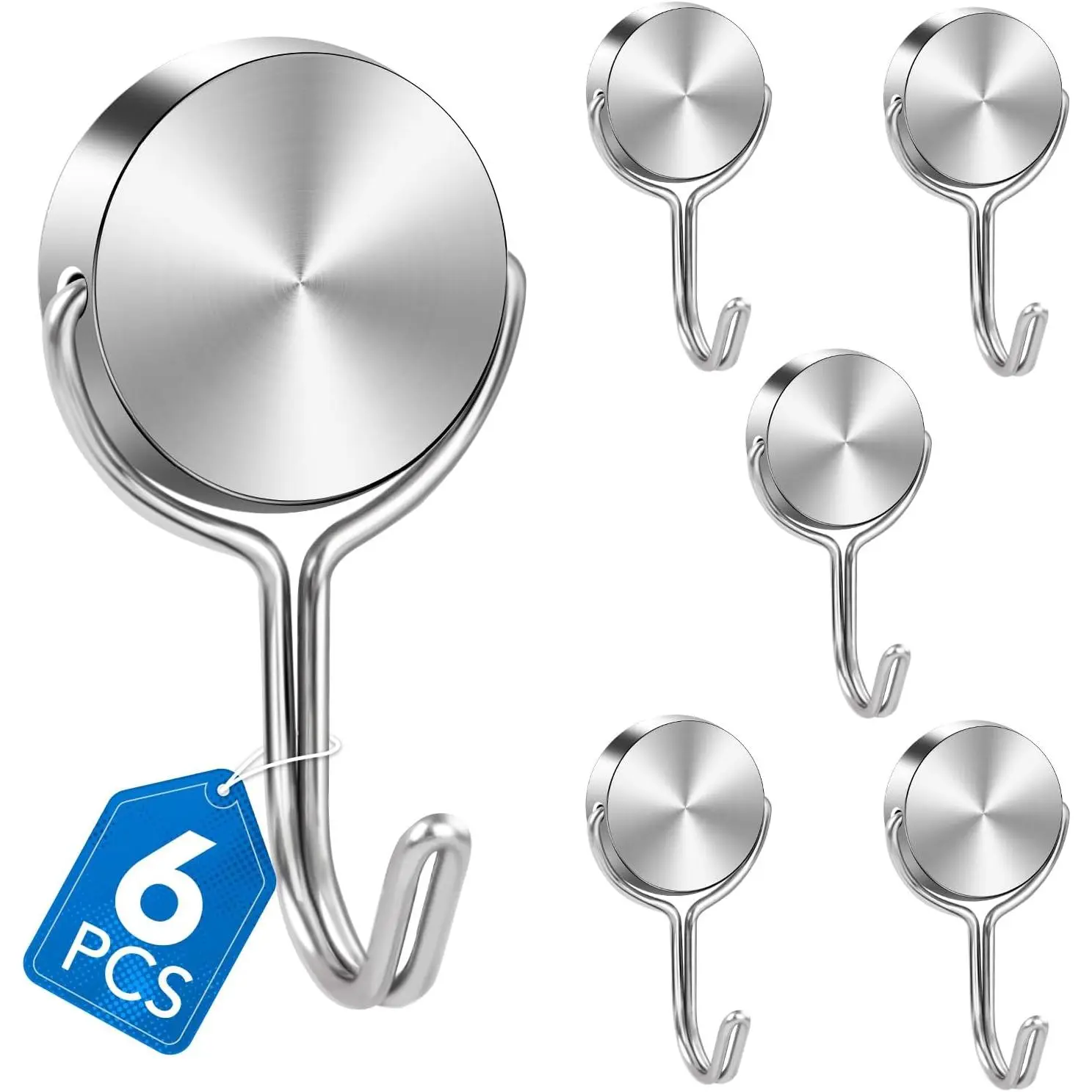 Magnetic Hooks for Cruise Cabins, 60Lbs Swivel Magnetic Hooks Heavy Duty, Cruise Ship Essentials, Locker Accessories, Magnetic Hook for Classroom, Refrigerator, Hanging, Grill -6 Pack Organiser Steel Shiny Hangable