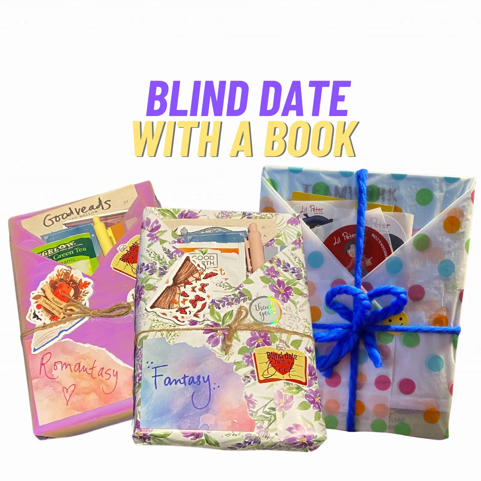 Blind Date With A New Book - Softcover and Hardcover - for Adults, Teens & Kids with Bookmarks & More