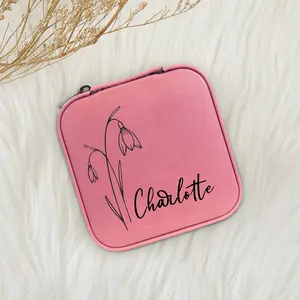 Custom Jewelry Box for January Birth Month - A Personalized Box for Her - Customized Birth Month Flower Jewlry Box - Travel Jewlery Box