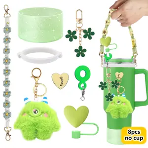 Bottle Cup Accessory set With Toy: flower accessory set, pendant, cap, plush monster chain Without Cup