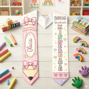 Personalized Kindergarten Graduation Stole 2026 – Pink Pencil Sash for Girls