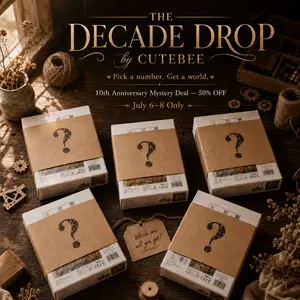 CUTEBEE 10th Anniversary Mystery Box - DIY Book Nook Kit, Random Design, LED Miniature Dollhouse Kit for Adults, Stress Relief Specialty DIY Toy