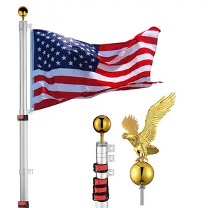 Yescom Aluminum Telescopic Flagpole Eagle Top Set 20' II