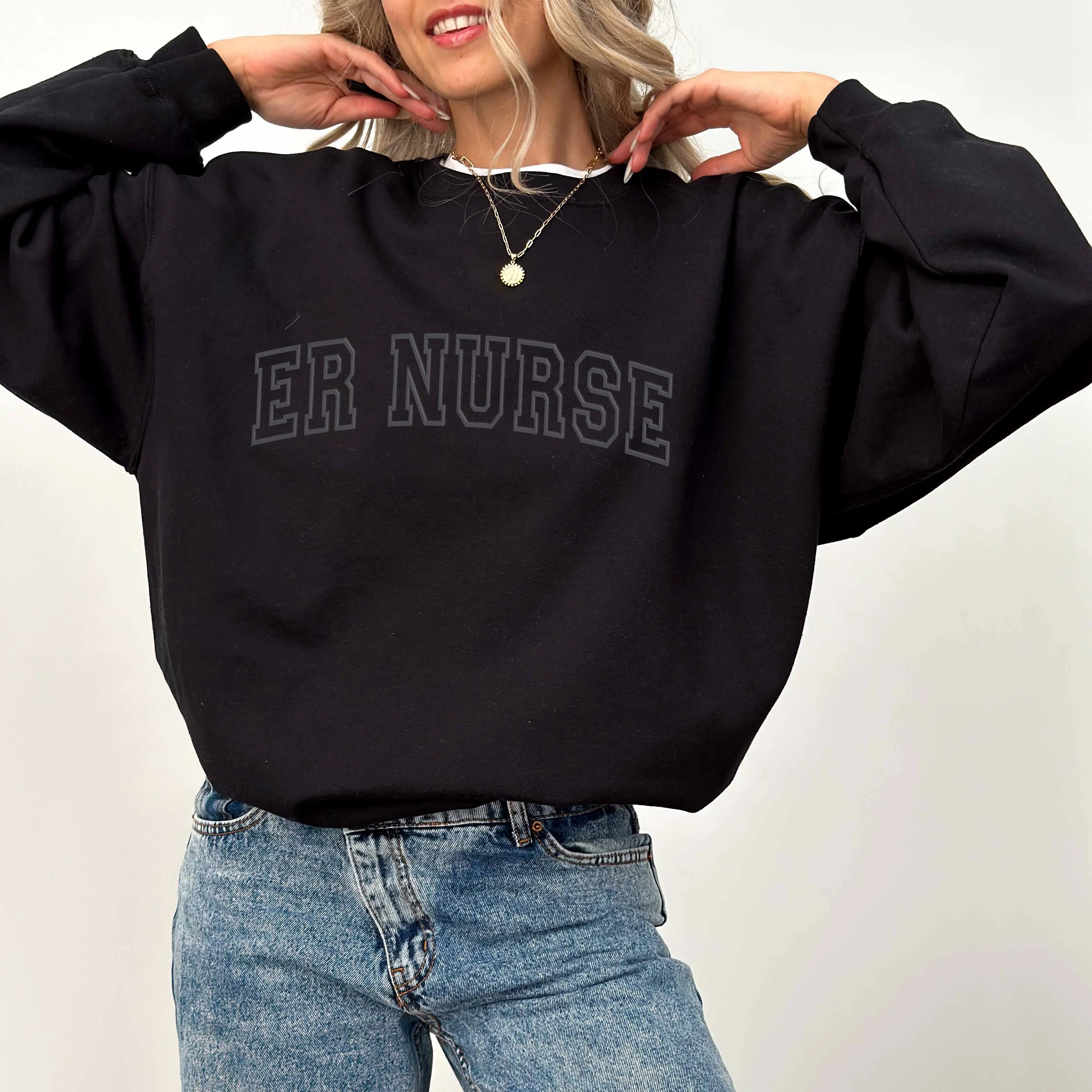 Er Nurse Puff Print Emergency Department Emergency Nurse Emergency Department Gift For Nursing Grad