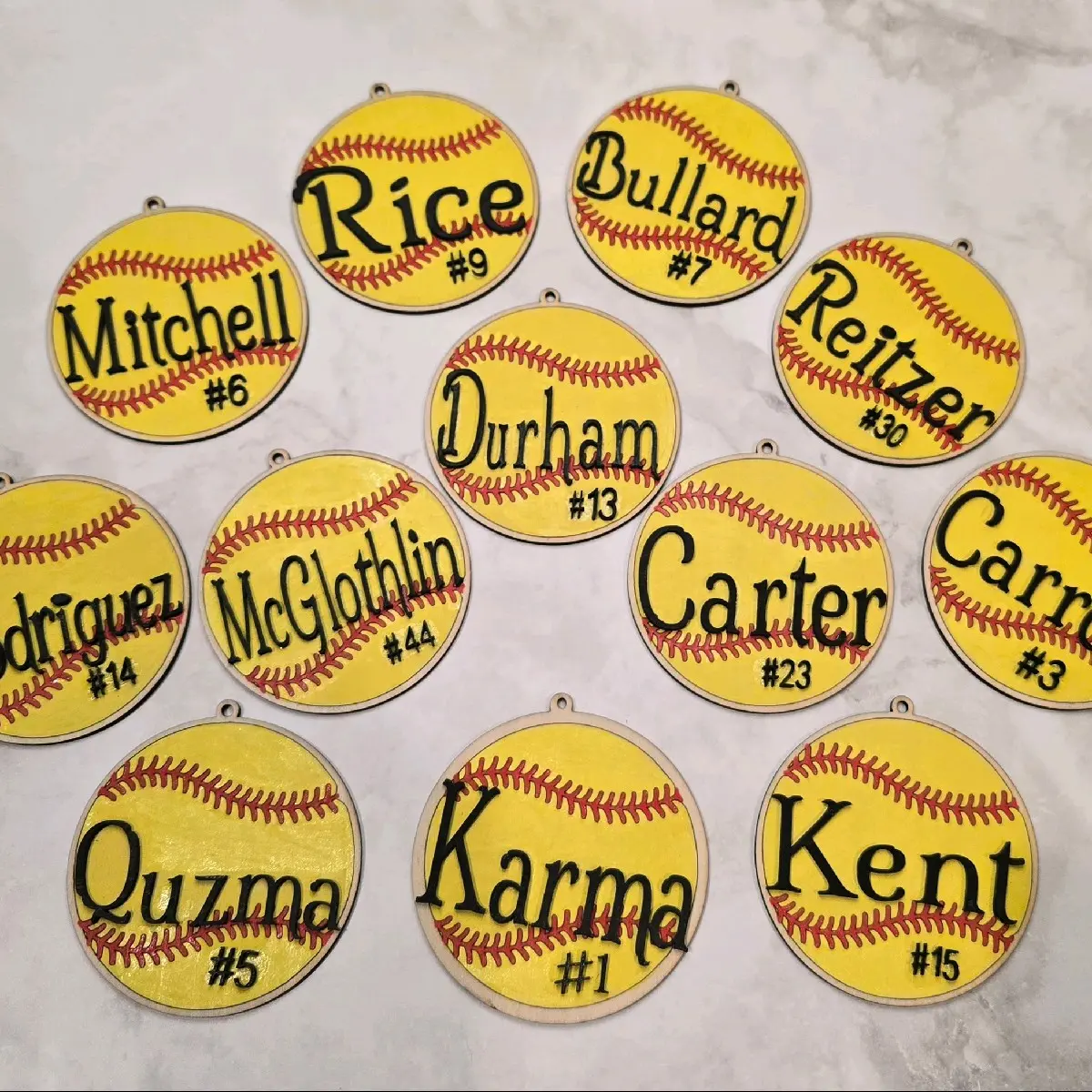 2 Layer Softball Ornaments for Home Decor Decorative Gift