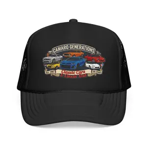 Camaro Generations Trucker Hat - Classic Cars Foam Cap - Muscle Car Dad Gift - Vintage Auto Hat - Retro Car Lover Trucker Cap