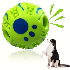 Rolling Sound Ball for Dogs 10.01cm Spiky Dog Ball Interactive Pet Toy Funny Sounds Teeth Cleaning Playing Training Herding Balls for Medium Large Dogs Gift