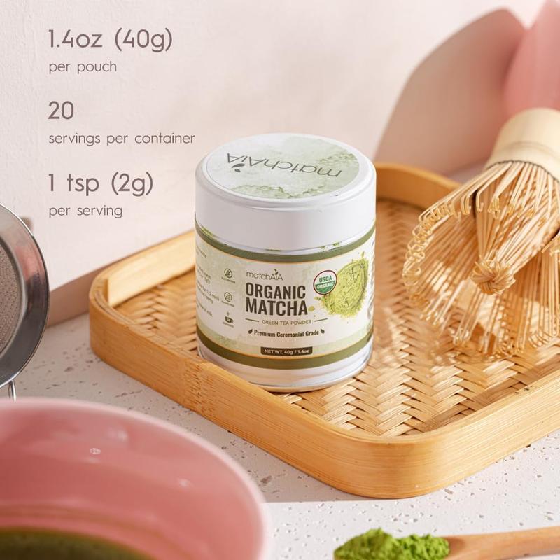 MatchAiA Premium Ceremonial Grade, USDA-Certified Organic Matcha, 100% Pure Green Tea Powder, First Spring Harvest, Sugar Free, Gluten Free