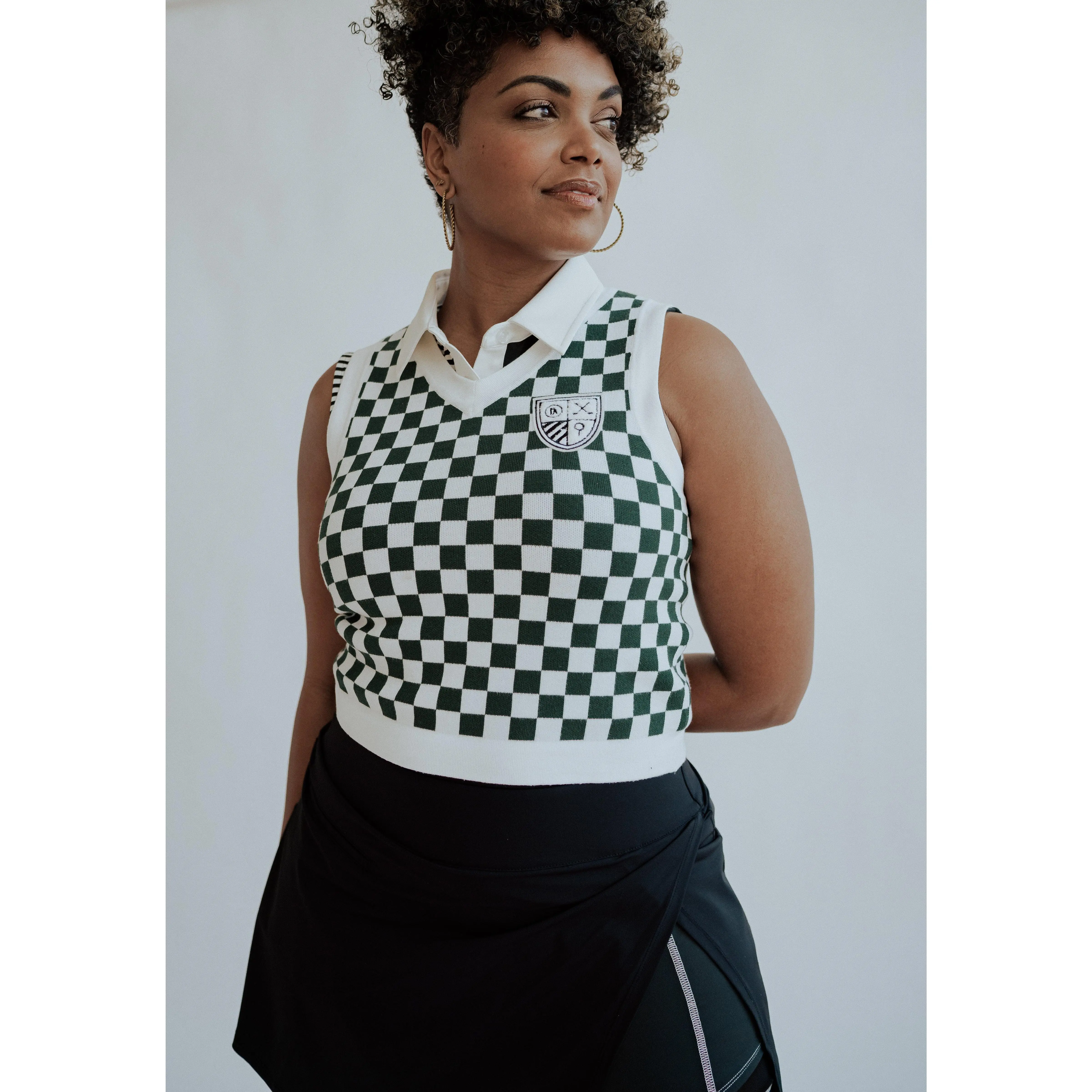 Jen Sweater Vest- Checkered