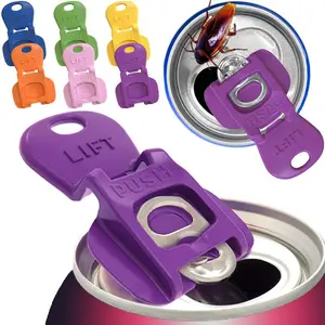 Manual Easy Can Opener, 6 Pack Colorful Soda Beer Can Opener & Beverage Can Cover Protector, Premium Plastic Shields Can Openers for Pop, Coke, Beer, Soda, Drink Aluminum Beverage