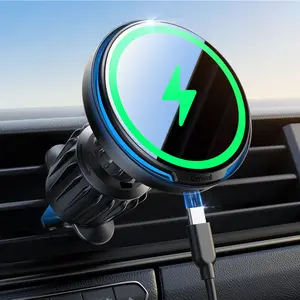 Lamicall NEW Magnetic Car Phone Holder Wireless Charger, Car Accessories with Magnetic Charging Design, 15W QC Fast Charging, Secure Vent Mount for iPhone 12-17 Pro Max