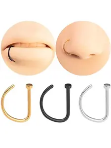 Fake Piercing Nose Ring Hoop, Non Piercing Nose Clip, Nose Cuff, Punk Style Body Jewelry for Women & Men, Trendy All-match & Exquisite Jewelry for Birthday Gift