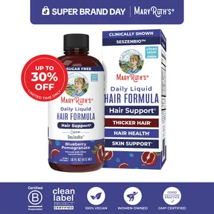 MaryRuth's Daily Liquid Hair Formula - Hair Support - Thicker Hair for Women - Healthy Hair Habits - With SesZenBio - Biotin - Vitamin C - 16 fl oz