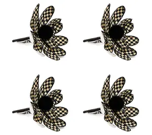 MacKenzie Childs Set of 4 Checked Flower Clips