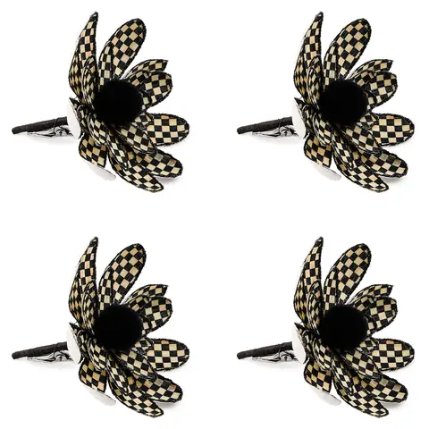 MacKenzie Childs Set of 4 Checked Flower Clips