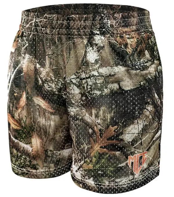 Camo Mesh Shorts Men, MCE Forest Camouflage Gym Shorts, Hunting Style Streetwear, Casual Summer Basketball Shorts, Unisex Athletic Shorts