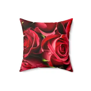 "Red Roses" Decorative Throw Pillow - Durable Polyester with Stylish Design, Hypoallergenic, Perfect for Home Decor pillows