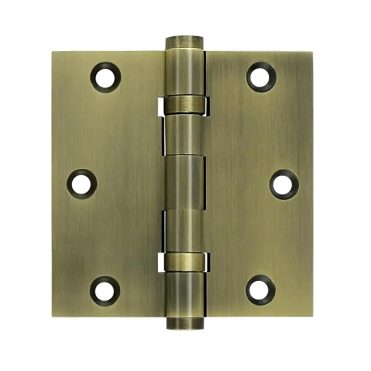 Deltana Solid Brass Weather-Proof Square Ball Bearing Door Hinge, 3.5x3.5", Corrosion-Proof for Bath, with Wood Screws