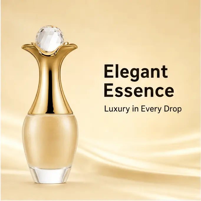 Gold Shimmer Women’s Eau de Parfum 50ml, Glossy Golden Bottle with Clear Crystal Cap, Warm Elegant Floral Woody Scent, Luxury Fragrance for Daily Dates & Festive Gift
