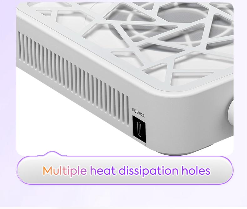 Mini Rechargeable Nail Dust Collector, 6000RPM Powerful Suction Nail Vacuum Cleaner with 10 Speed Adjustable, 2600mAh Cordless Nail Dust Extractor for Acrylic Nails, Portable Nail Salon Dust Collector for Home Use