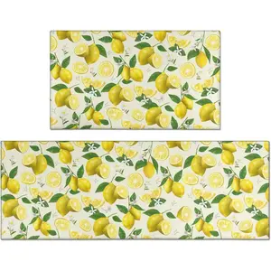 2 count  Kitchen Decor Rugs Set, Farmhouse Country Kitchen Rugs and Mats Non Skid Washable Absorbent Microfiber Kitchen Accessories Decoration Floor Mats 17"x47"+17"x30"