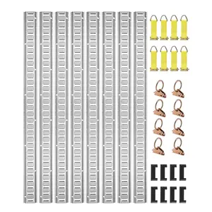 fathersdaygift  VEVOR E Track Tie-Down Rail Kit, 32PCS 5' E-Tracks Set Includes 8 Steel Rails 8 O-Rings 8 Tie-Offs with D-Ring 8 End Caps, Trailer Securing Accessories for Cargo Motorcycles Bikes, 1500 lbs Load