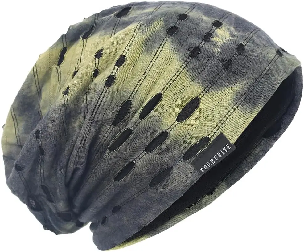 Ruphedy Men's Slouchy Beanie Summer Thin Hollow Long Oversized Skull Cap B301