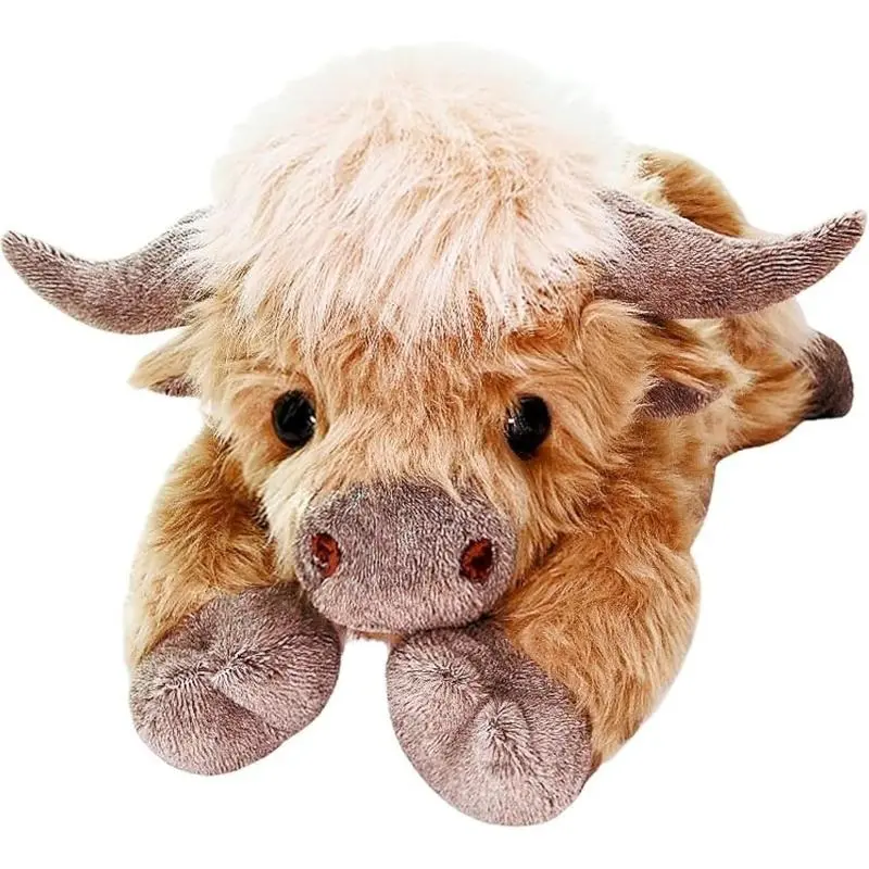 Highland Cow Weighted Plush - Cute Cow Design Coolable-Heatable Soft Stuffed Animal, Warmth Gift for Adults, Home & Christmas Festive Party Supplies