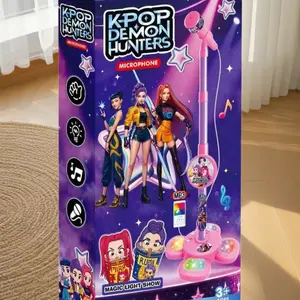 Standing Microphone Toy, Super Cool 5 Lights, Boy Girl Singing Mic, Connects to Mp3, Educational Early Learning Toy