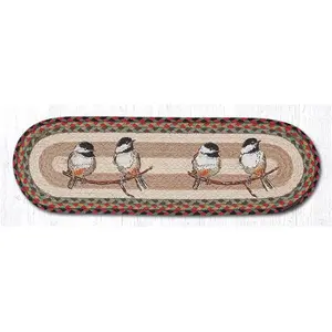 Capitol Importing  27 x 8.25 in. Chickadee Printed Oval Stair Tread Rug