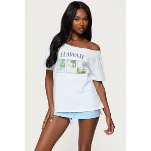 Hawaiian Babe Off Shoulder T Shirt