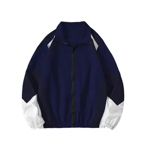Men's Varsity Jacket Zipper Color Block Windbreaker Jackets Long Sleeve Coats Streetwear