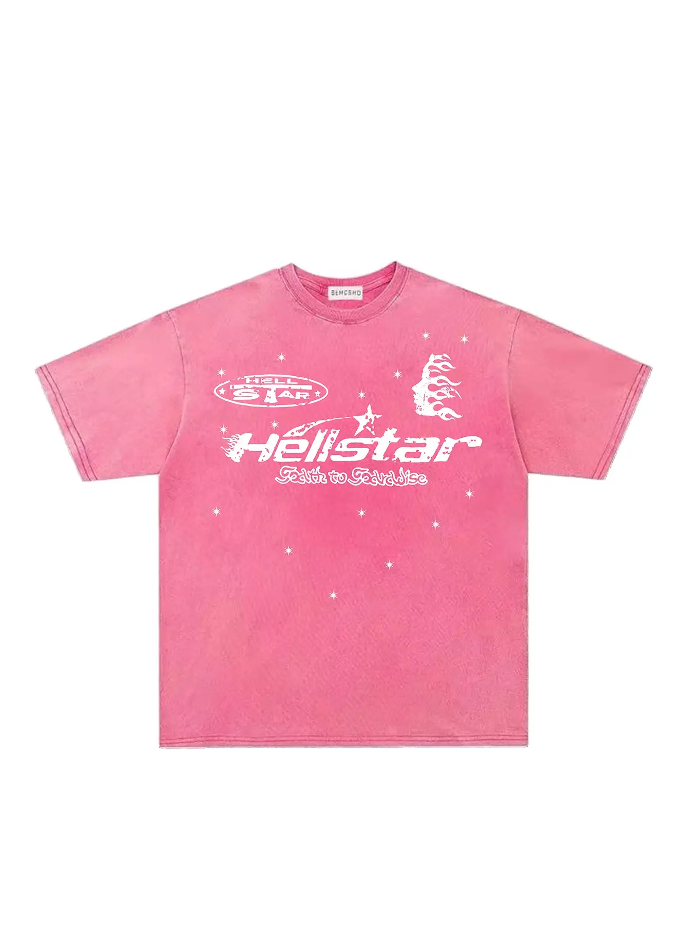 American Vintage Streetwear T-Shirt Crewneck, Washed Tie-Dye Flame Letters Stars, Men's Summer New Fashion Casual Sport Round Neck Half Sleeve Tee