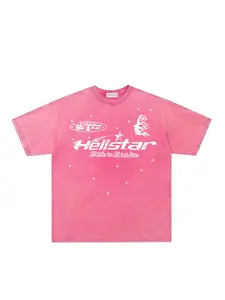 American Vintage Streetwear Menswear T-Shirt, Washed Tie-Dye Geometric Flame Letters Stars, Men's Summer New Fashion Casual Sport Round Neck Half Sleeve Tee