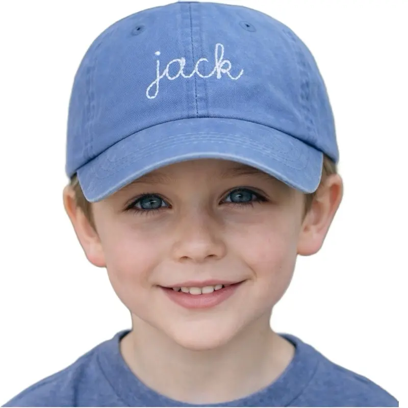 Youth Kids Hats with Embroidered Name Personalized Cap for Boys & Girls 2-8 Years Unstructured Cotton Baseball Cap with Pre-Curved Visor