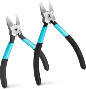 #fathersdaygift DURATECH 5-Inch and 6-Inch Professional Flush Cutters, Wire Cutters Heavy Duty with CNC Machined Edges, Thickened Zip Tie Cutter, Cutting Pliers for Crafting, Floral, and Artificial Flowers, 2-Pack